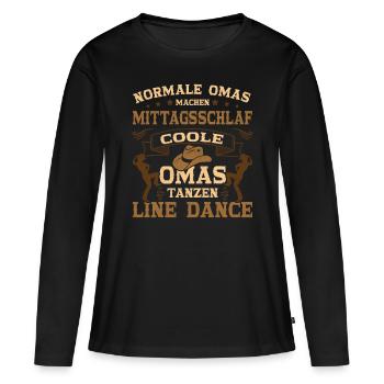 Line Dance Country Damen Kleidung, Oma Linedance - Frauen Premium Bio Langarmshirt - Schwarz - Vorne - Julia (174cm)
