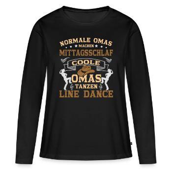 Line Dance Outfit Oma Country Kleidung, Linedance - Frauen Premium Bio Langarmshirt - Schwarz - Vorne - Julia (174cm)