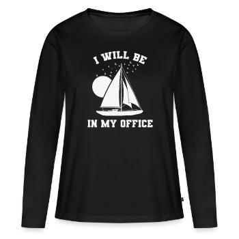 Je serai dans mon bureau Sailing Boat Sport - T-shirt manches longues Premium bio Femme - noir - Devant - Julia (174cm)