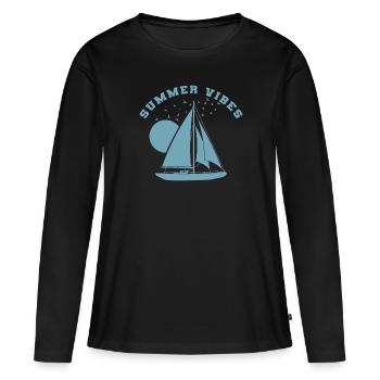 Summer Vibes Voilier Sports Nautiques - T-shirt manches longues Premium bio Femme - noir - Devant - Julia (174cm)