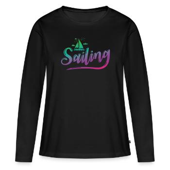 Voilier Voilier Sports Nautiques Loisirs - T-shirt manches longues Premium bio Femme - noir - Devant - Julia (174cm)