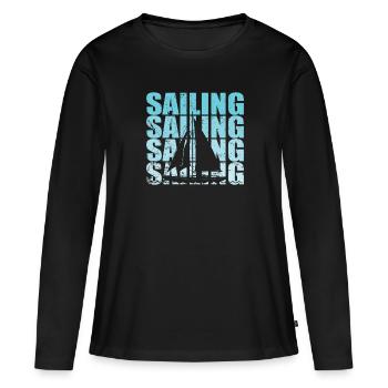 Voile Voilier Sports nautiques Hobby - T-shirt manches longues Premium bio Femme - noir - Devant - Julia (174cm)
