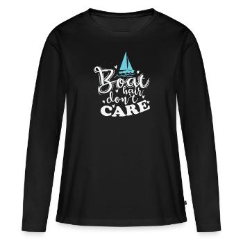 Boat Hair ne se soucie pas du sport de voilier - T-shirt manches longues Premium bio Femme - noir - Devant - Julia (174cm)