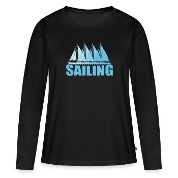 Voilier Voilier Sports Nautiques Vent - T-shirt manches longues Premium bio Femme - noir - Devant - Julia (174cm)