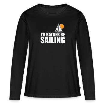Je préfère être voilier voilier sport - T-shirt manches longues Premium bio Femme - noir - Devant - Julia (174cm)