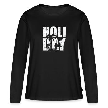 Vacances Vacances Loisirs Vacances Voyage - T-shirt manches longues Premium bio Femme - noir - Devant - Julia (174cm)