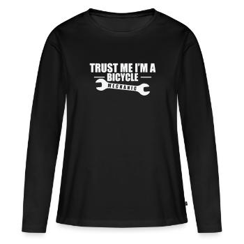 Croyez-moi, je suis mécanicien de vélo deux-roues mécanicien - T-shirt manches longues Premium bio Femme - noir - Devant - Julia (174cm)
