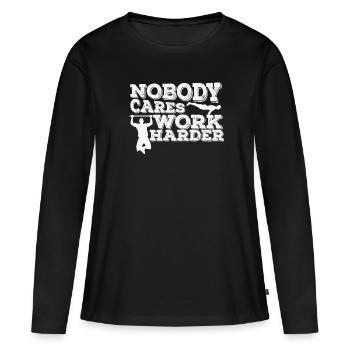 Nobody cares Work Harder Fitness Workout - Women's Premium Organic Long Sleeve Shirt - black - Front - Julia (174cm)