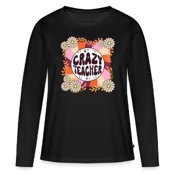 Retro Theme Humor Gift for Female Teacher - Women's Premium Organic Long Sleeve Shirt - black - Front - Julia (174cm)