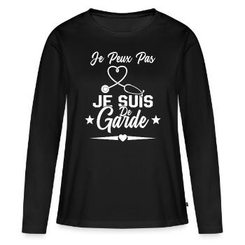 Je Peux Pas Je Suis De Garde Drôle Infirmier - T-shirt manches longues Premium bio Femme - noir - Devant - Julia (174cm)
