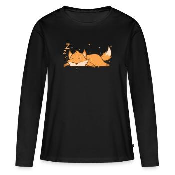 Fuchs schläft niedlich Tierpark Zoo - Frauen Premium Bio Langarmshirt - Schwarz - Vorne - Julia (174cm)