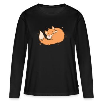 Fuchs träumt Tier Natur Umwelt Rotfuchs - Frauen Premium Bio Langarmshirt - Schwarz - Vorne - Julia (174cm)