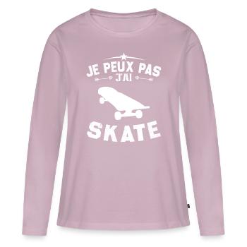 Je Peux Pas J'ai Skate - T-shirt manches longues Premium bio Femme - rose poudré - Devant - Julia (174cm)