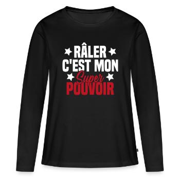 RALER C'EST MON SUPER POUVOIR - T-shirt manches longues Premium bio Femme - noir - Devant - Julia (174cm)