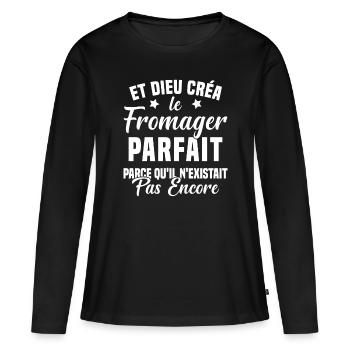 Fromager cadeau drôle fromage fromagerie - T-shirt manches longues Premium bio Femme - noir - Devant - Julia (174cm)