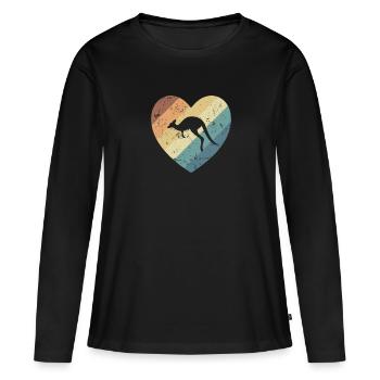 Cœur avec Kangourou Australie Outback Animal - T-shirt manches longues Premium bio Femme - noir - Devant - Julia (174cm)