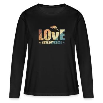 Love Kangourou Australie Outback Animal - T-shirt manches longues Premium bio Femme - noir - Devant - Julia (174cm)