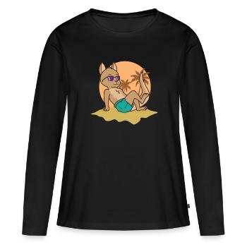 Kangourou couché au soleil en vacances - T-shirt manches longues Premium bio Femme - noir - Devant - Julia (174cm)