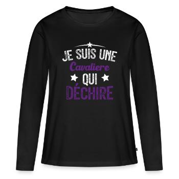 Je suis une Cavalière Qui Déchire - T-shirt manches longues Premium bio Femme - noir - Devant - Julia (174cm)