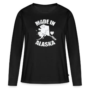 Fabriqué dans l’État de l’Alaska États-Unis Amérique - T-shirt manches longues Premium bio Femme - noir - Devant - Julia (174cm)