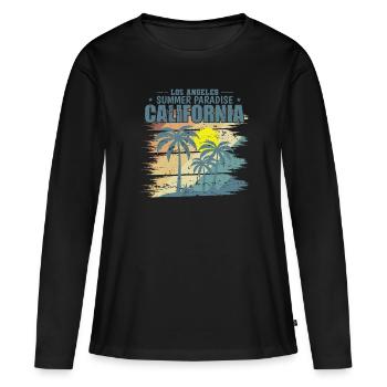 Californie Los Angeles Summer Paradise États-Unis - T-shirt manches longues Premium bio Femme - noir - Devant - Julia (174cm)