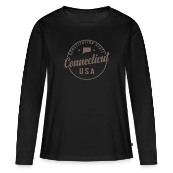 Constitution du Connecticut État États-Unis Amérique - T-shirt manches longues Premium bio Femme - noir - Devant - Julia (174cm)