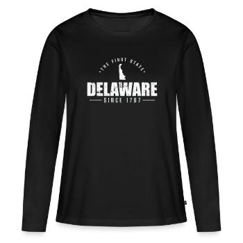 Delaware The First State since 1787 USA Amerika - Frauen Premium Bio Langarmshirt - Schwarz - Vorne - Julia (174cm)