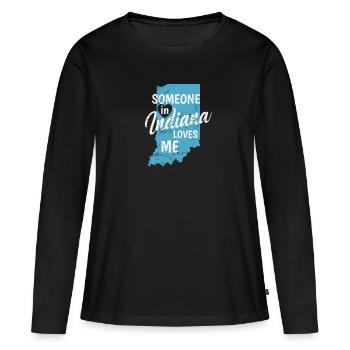 Indiana Quelqu’un dans l’Indiana m’aime USA Amérique - T-shirt manches longues Premium bio Femme - noir - Devant - Julia (174cm)