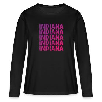 Indiana États-Unis Amérique État - T-shirt manches longues Premium bio Femme - noir - Devant - Julia (174cm)