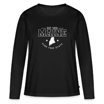 Maine Est. 1820 Pine Tree State États-Unis Amérique - T-shirt manches longues Premium bio Femme - noir - Devant - Julia (174cm)