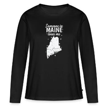 Maine Someone in Maine loves Me USA Amerika - Frauen Premium Bio Langarmshirt - Schwarz - Vorne - Julia (174cm)