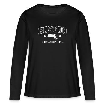 Massachusetts Boston 1788 États-Unis Amérique - T-shirt manches longues Premium bio Femme - noir - Devant - Julia (174cm)