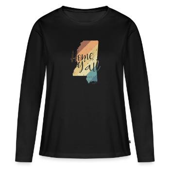 Mississippi Home Y'all USA Amerika - Frauen Premium Bio Langarmshirt - Schwarz - Vorne - Julia (174cm)