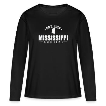 Mississippi est. 1817 Magnolia State États-Unis - T-shirt manches longues Premium bio Femme - noir - Devant - Julia (174cm)