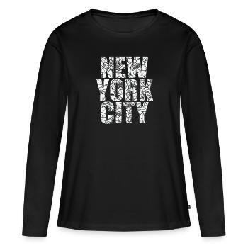 New York City USA Amerika Bundesstaat - Frauen Premium Bio Langarmshirt - Schwarz - Vorne - Julia (174cm)