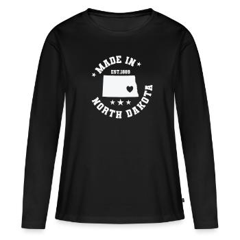 Made in North Dakota USA - Frauen Premium Bio Langarmshirt - Schwarz - Vorne - Julia (174cm)