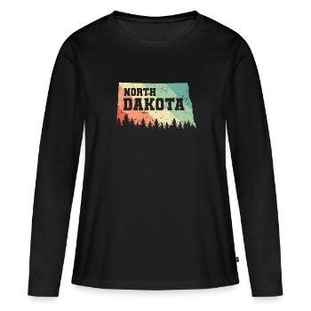 North Dakota Karte mit Skyline USA Amerika - Frauen Premium Bio Langarmshirt - Schwarz - Vorne - Julia (174cm)