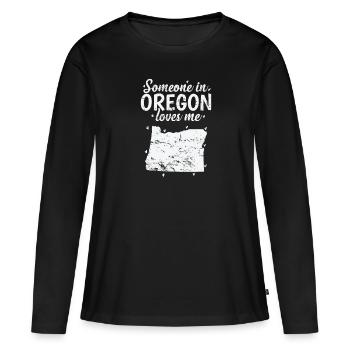Oregon Quelqu’un dans l’Oregon aime Me USA - T-shirt manches longues Premium bio Femme - noir - Devant - Julia (174cm)