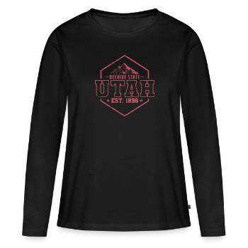 Utah Beehive State fondé en 1896 États-Unis Amérique - T-shirt manches longues Premium bio Femme - noir - Devant - Julia (174cm)