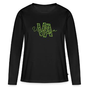 Virginia VA Buchstabe USA Amerika - Frauen Premium Bio Langarmshirt - Schwarz - Vorne - Julia (174cm)