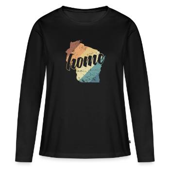 Wisconsin Home USA Amerika Bundesstaat - Frauen Premium Bio Langarmshirt - Schwarz - Vorne - Julia (174cm)