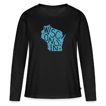 Wisconsin États-Unis Amérique État - T-shirt manches longues Premium bio Femme - noir - Devant - Julia (174cm)
