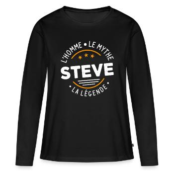 Steve L'Homme Le Mythe La Légende - T-shirt manches longues Premium bio Femme - noir - Devant - Julia (174cm)