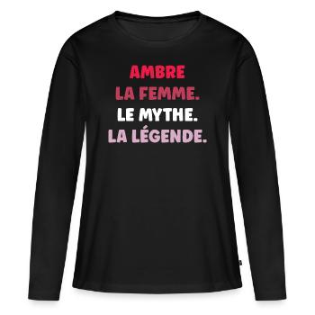 La femme le mythe la légende Ambre - T-shirt manches longues Premium bio Femme - noir - Devant - Julia (174cm)