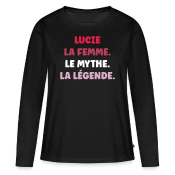 La femme le mythe la légende lucie - T-shirt manches longues Premium bio Femme - noir - Devant - Julia (174cm)