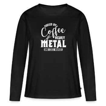 Alimenté par Coffee Heavy Metal et cuss Words - T-shirt manches longues Premium bio Femme - noir - Devant - Julia (174cm)