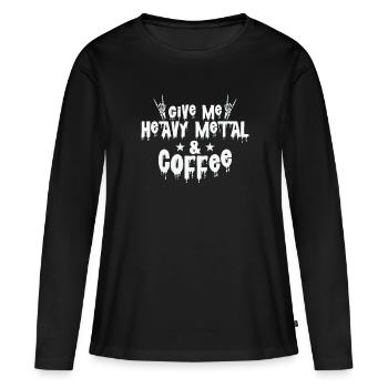 Give Me Heavy Metal and Coffee Music Band - T-shirt manches longues Premium bio Femme - noir - Devant - Julia (174cm)