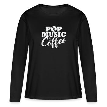 Pop Music and Coffee Sänger Stars - Frauen Premium Bio Langarmshirt - Schwarz - Vorne - Julia (174cm)