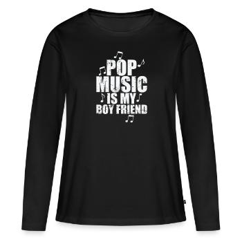 Pop Music is my Boyfriend Sänger Stars - Frauen Premium Bio Langarmshirt - Schwarz - Vorne - Julia (174cm)