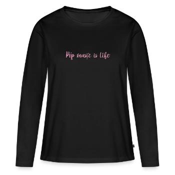 Pop Music is Life Sänger Stars R'n'B - Frauen Premium Bio Langarmshirt - Schwarz - Vorne - Julia (174cm)